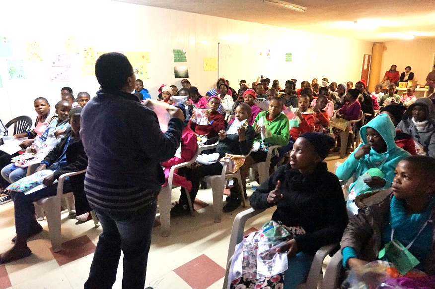 training girls to use sanitary kits