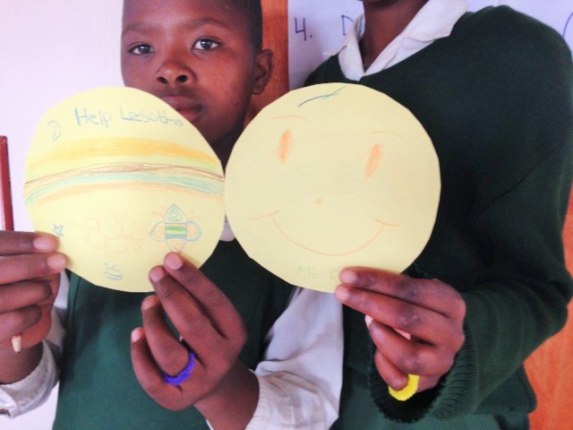 Basotho girls show their artwork