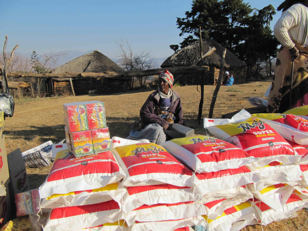 Sacks of processed Papa called maize meal or mealie meal