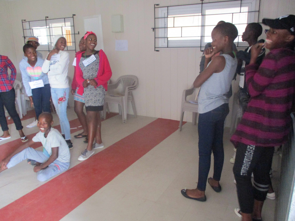Campers get to know one another better with ice-breaker games. These games help create trust and ease discomfort when sensitive topics like HIV/AIDS, and gender-based-violence are discussed.